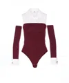 Elisabetta Franchi Embroidered-logo Bodysuit In Burgundy