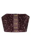 Elisabetta Franchi Top With Sequins And Jewel Clasps In Burgundy