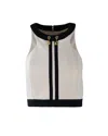 Elisabetta Franchi Double Crepe Color-block Top In Neutral