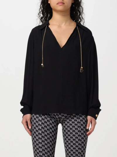 Elisabetta Franchi V-neck Long-sleeve Blouse In Black