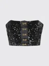 Elisabetta Franchi Top With Sequins And Jewel Clasps In Multi
