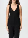 Elisabetta Franchi Black Top With Embroidered Logo In Schwarz