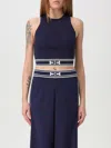 Elisabetta Franchi Blue Tricot Top In Blue