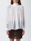 Elisabetta Franchi High-neck Gathered Silk Top In White