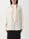 Elisabetta Franchi Georgette Shirt With Scarf And Piping In White