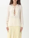 Elisabetta Franchi White Lace-up Blouse In White