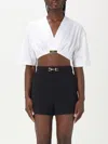 Elisabetta Franchi Stretch Cotton Top With Logo Detail In Weiss