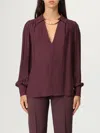 Elisabetta Franchi Logo Metal Detail Collar Shirt In Burgundy