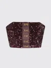Elisabetta Franchi Top With Sequins And Jewel Clasps In Burgundy