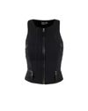 Elisabetta Franchi Double Crepe Top With Black Zip Details In Black
