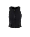 Elisabetta Franchi Double Crepe Top With Black Zip Details In Black