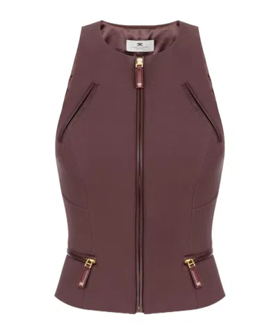 ELISABETTA FRANCHI ELISABETTA FRANCHI ZIP DETAILED DOUBLE-LAYER CRÊPE TOP