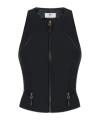 Elisabetta Franchi Double Crepe Top With Black Zip Details In Black