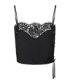 Elisabetta Franchi Georgette Lace Trim Top In Black