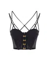 Elisabetta Franchi Top In Neoprene Con Dettagli Corsetto Nero In Black