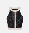 Elisabetta Franchi Charm Detail Crop Top With Geometric Pattern In Black