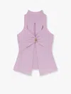 Elisabetta Franchi Ribbed Knitted Top With Metal Detail In Pink