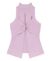 Elisabetta Franchi Ribbed Knitted Top With Metal Detail In Pink