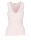 Elisabetta Franchi V-neck Rib Knit Top In Pink