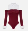 Elisabetta Franchi Embroidered-logo Bodysuit In Red
