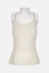 Elisabetta Franchi Top In Ribbed Knit Fabric With Openwork Details In White