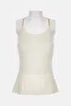 Elisabetta Franchi Top In Ribbed Knit Fabric With Openwork Details In White