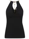 Elisabetta Franchi Chain Detail Halter Neckline Sleeveless Top In Black