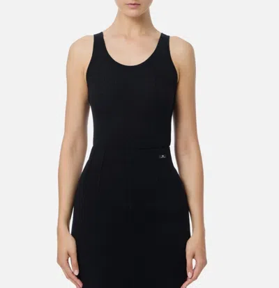 Elisabetta Franchi Wool Blend Tank Top In Black