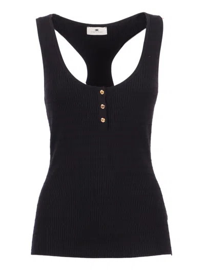 Elisabetta Franchi Top Tricot In Black