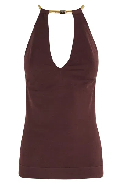 Elisabetta Franchi Top Tricot In Brown