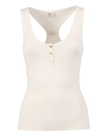 Elisabetta Franchi Top Tricot In Neutral