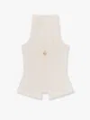 Elisabetta Franchi Ribbed Knitted Top With Metal Detail In White