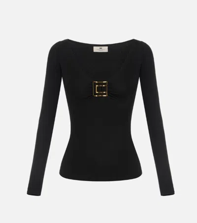 Elisabetta Franchi Top With Jewel Logo In Black