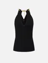 Elisabetta Franchi Chain Detail Halter Neckline Sleeveless Top In Black