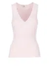 Elisabetta Franchi V-neck Rib Knit Top In Pink
