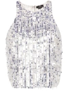 Elisabetta Franchi Sequined Tulle Top In Silver