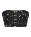 Elisabetta Franchi Top With Sequins And Jewel Clasps In Black