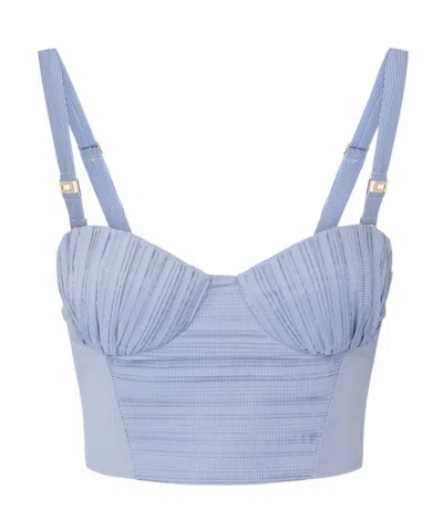 Elisabetta Franchi Loungewear Top Adjustable Straps Pleated Cups In Blue