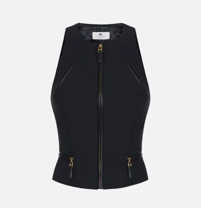 Elisabetta Franchi Top With Zip Details In Black