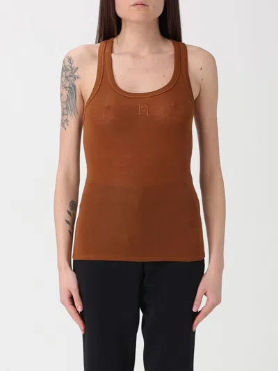 Elisabetta Franchi Embroidered-logo Tank Top In Brown