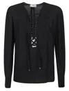 Elisabetta Franchi Black Georgette Blouse With Laces In Black