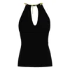 Elisabetta Franchi Chain Detail Halter Neckline Sleeveless Top In Black