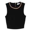 Elisabetta Franchi Chain-embellished Diamond-pattern Crop Top In Black