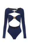 Elisabetta Franchi Cut-out Viscose Top With Gold Accent In Blue