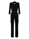 Elisabetta Franchi Topstitched Cargo Jumpsuit In Black