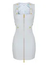 Elisabetta Franchi Topstitching Jewel-button Mini Dress In Blue