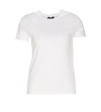 Elisabetta Franchi White Logo Tee Round Neck Tone On