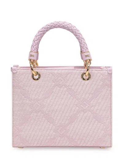 Elisabetta Franchi Tote Bag In Raffia And Fabric