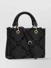 Elisabetta Franchi Tote Bag With Detachable Strap And Textured Pattern