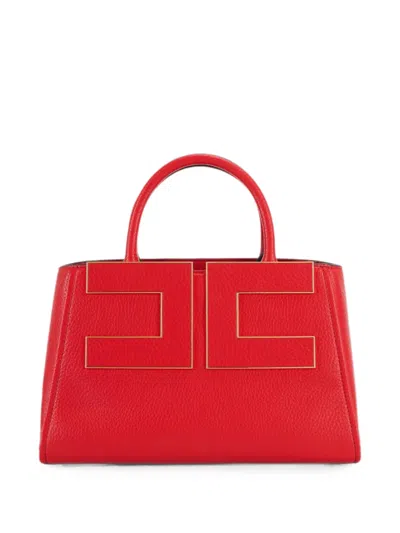 Elisabetta Franchi Tote Bag With Logo In Red